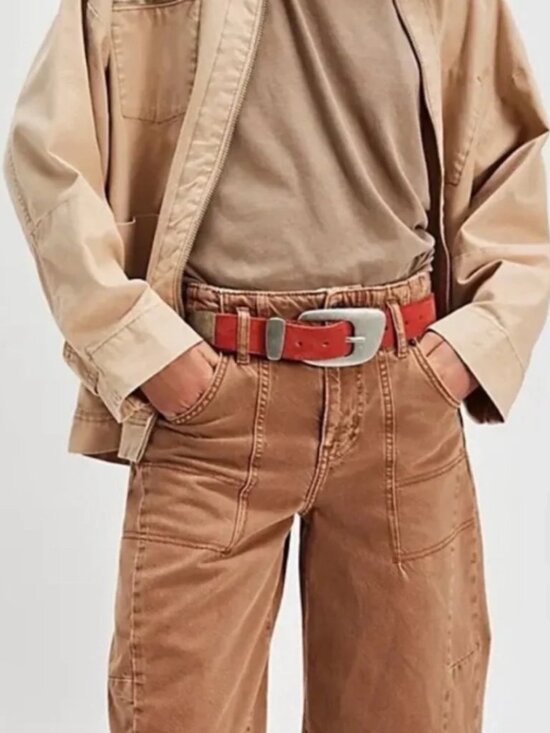 NWT Free People Dover Suede Belt in Medium Orange main image 5